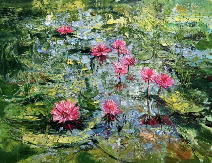 Eric Alfaro - Lotus Garden - 2023 - Acrylique et technique mixte sur toile - 154 x 122 cm