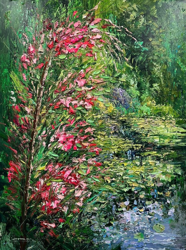 Eric Alfaro - Pond with Growing Flowers - 2023 - Acrylique et technique mixte sur toile -130 x 97 cm